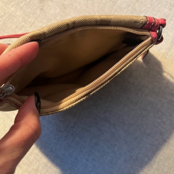 Coach Signature C Jacquard Wristlet with Pink Leather Trim - Picture 5 of 12